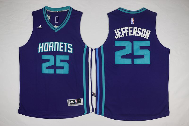 Men Charlotte Hornets 25 Jefferson Purple Throwback Stitched NBA Jersey